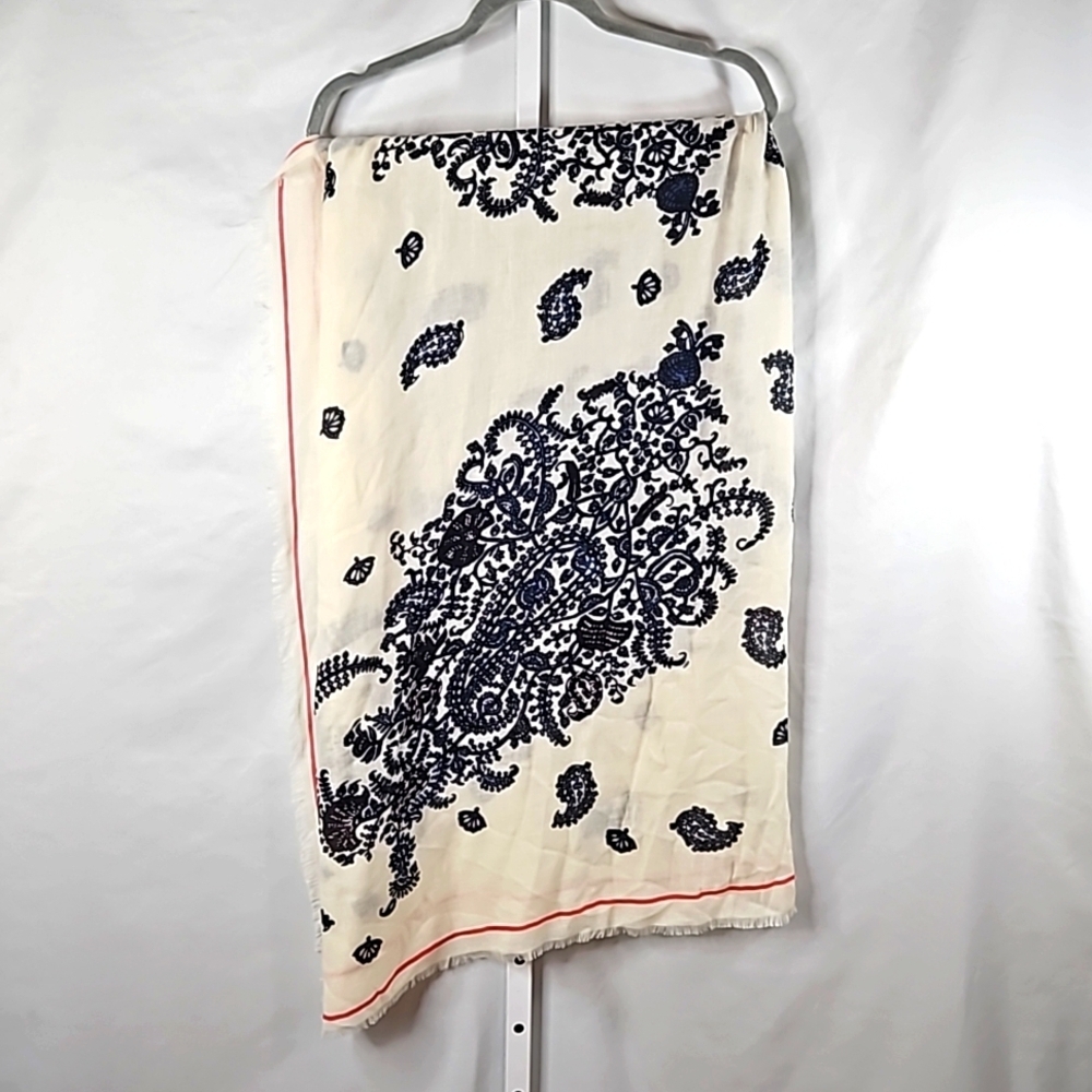 Loft Red, White & Blue Floral Wrap Women's Scarf NWT - Picture 5 of 5